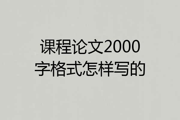 课程论文2000字格式怎样写的