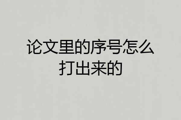 论文里的序号怎么打出来的