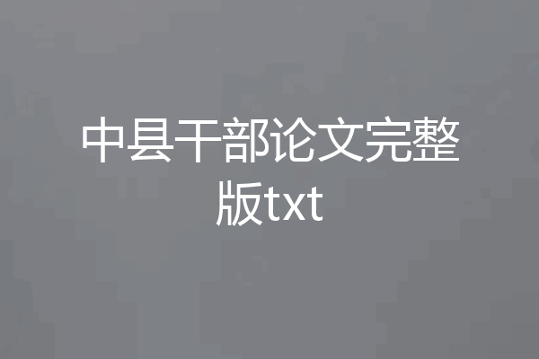 中县干部论文完整版txt