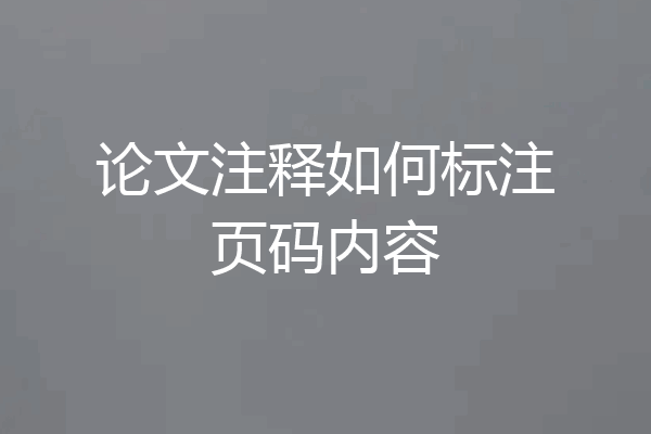 论文注释如何标注页码内容