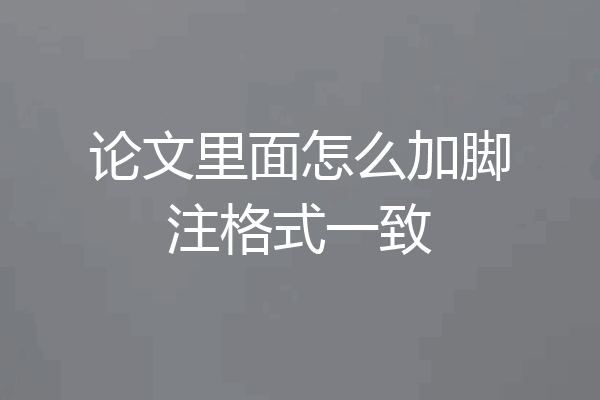 论文里面怎么加脚注格式一致