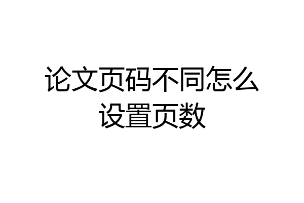 论文页码不同怎么设置页数