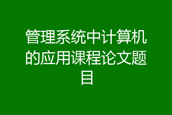 管理系统中计算机的应用课程论文题目