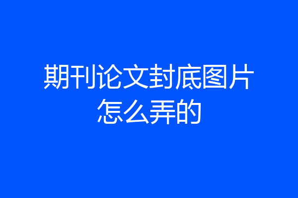 期刊论文封底图片怎么弄的
