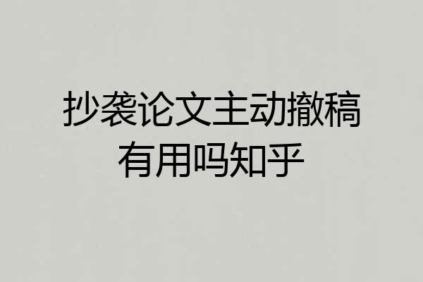 抄袭论文主动撤稿有用吗知乎