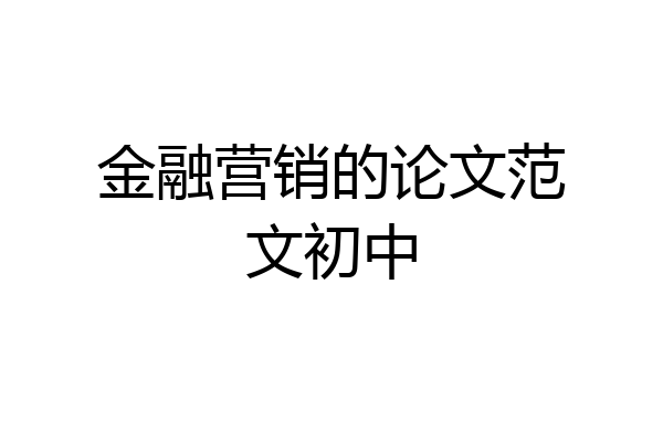 金融营销的论文范文初中