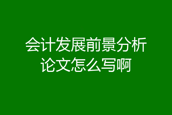 会计发展前景分析论文怎么写啊