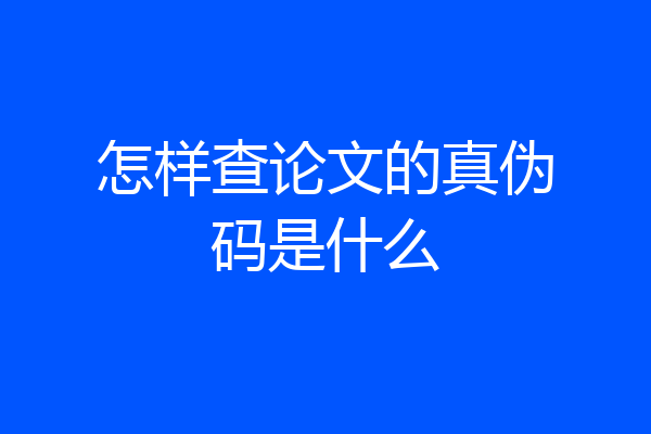 怎样查论文的真伪码是什么