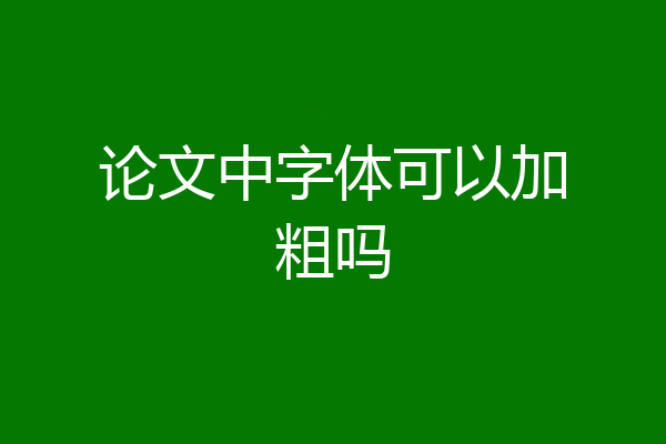 论文中字体可以加粗吗