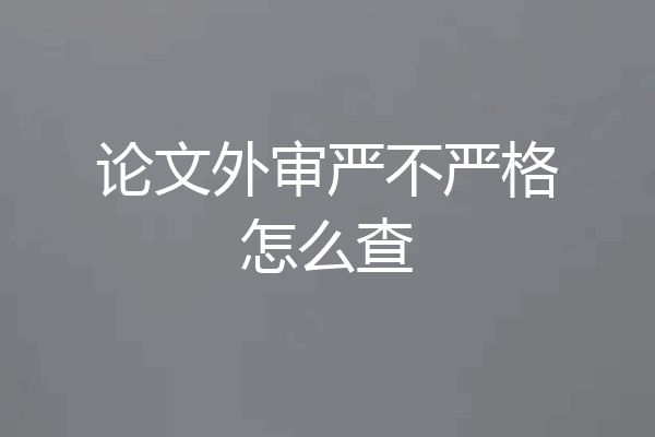 论文外审严不严格怎么查
