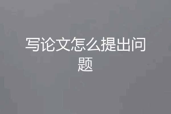 写论文怎么提出问题