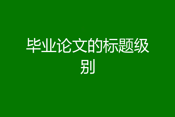 毕业论文的标题级别