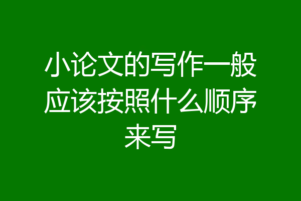 小论文的写作一般应该按照什么顺序来写