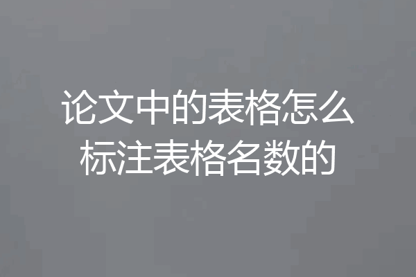 论文中的表格怎么标注表格名数的