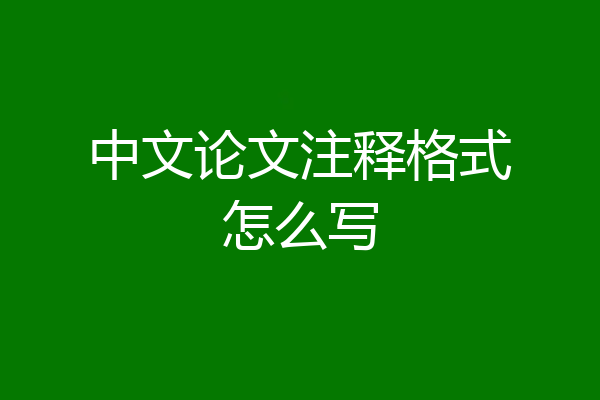 中文论文注释格式怎么写