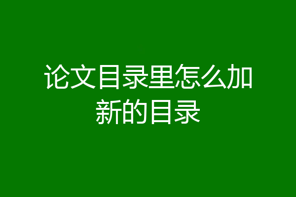 论文目录里怎么加新的目录