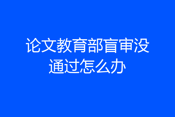 论文教育部盲审没通过怎么办