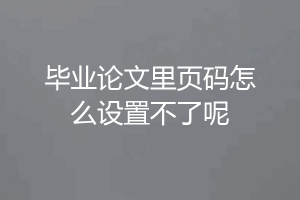 毕业论文里页码怎么设置不了呢