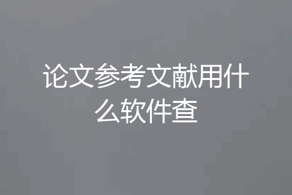 论文参考文献用什么软件查