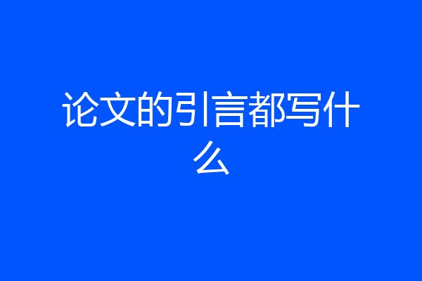 论文的引言都写什么