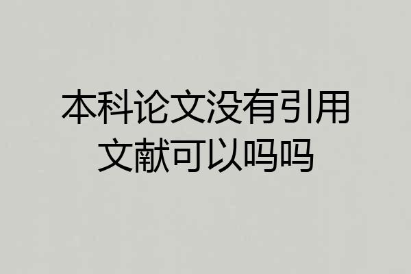 本科论文没有引用文献可以吗吗