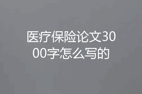 医疗保险论文3000字怎么写的