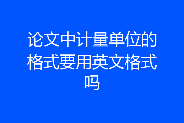 论文中计量单位的格式要用英文格式吗
