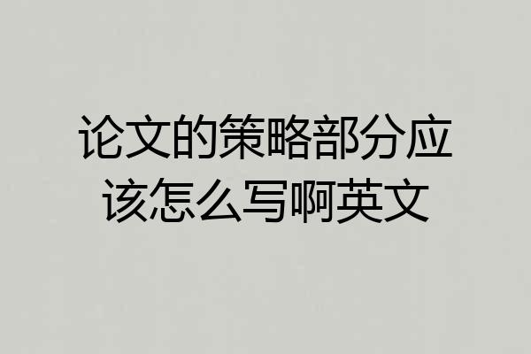 论文的策略部分应该怎么写啊英文