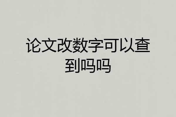论文改数字可以查到吗吗