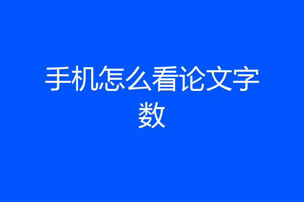 手机怎么看论文字数