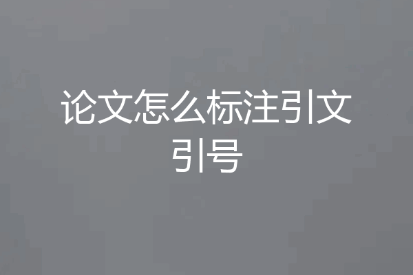 论文怎么标注引文引号