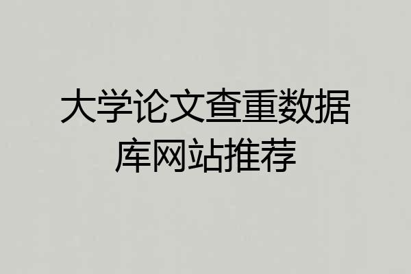 大学论文查重数据库网站推荐