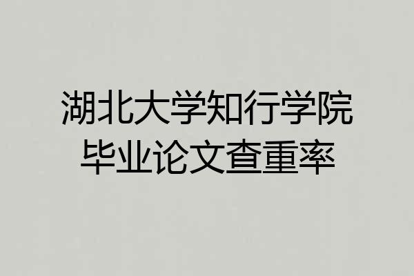 湖北大学知行学院毕业论文查重率