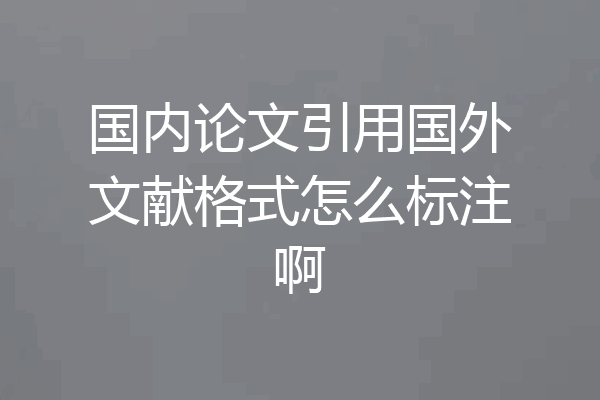 国内论文引用国外文献格式怎么标注啊