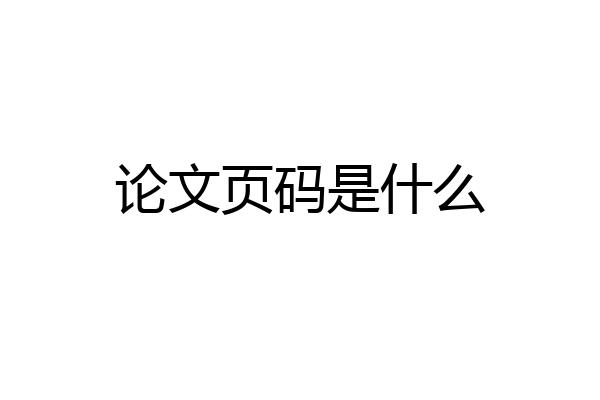 论文页码是什么