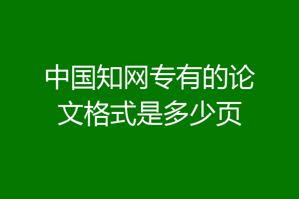 中国知网专有的论文格式是多少页