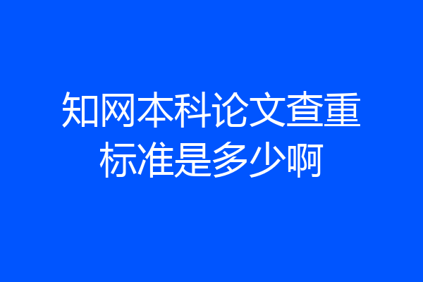 知网本科论文查重标准是多少啊