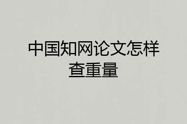 中国知网论文怎样查重量