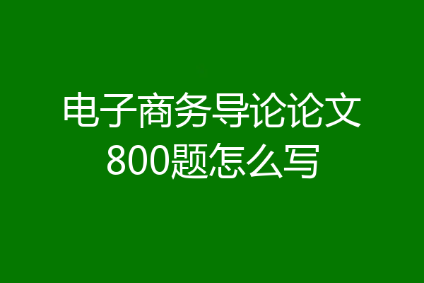 电子商务导论论文800题怎么写