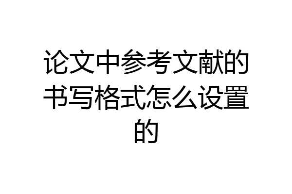 论文中参考文献的书写格式怎么设置的