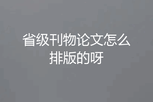 省级刊物论文怎么排版的呀