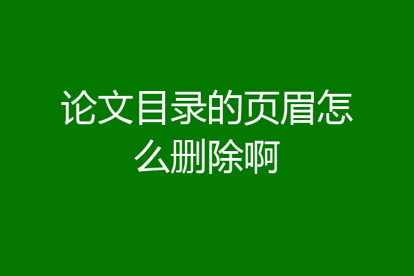 论文目录的页眉怎么删除啊