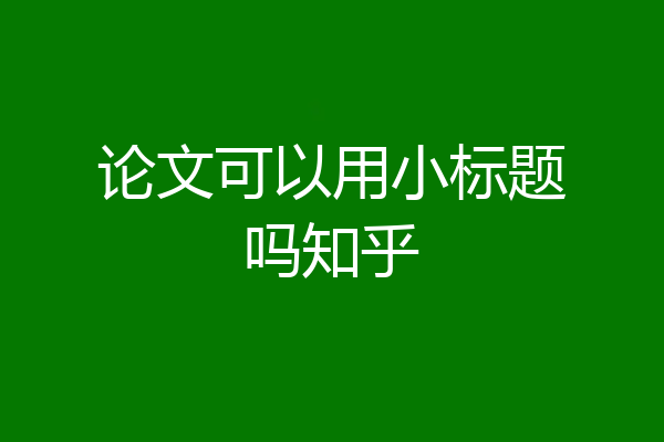 论文可以用小标题吗知乎