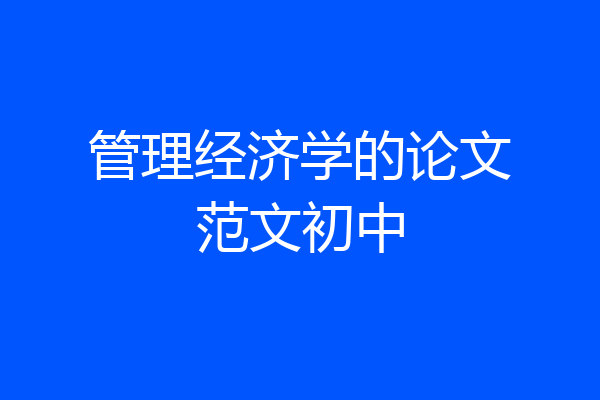 管理经济学的论文范文初中