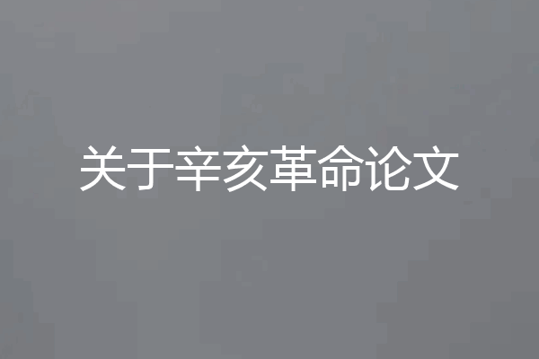 关于辛亥革命论文