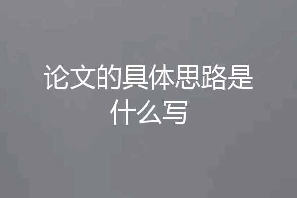 论文的具体思路是什么写