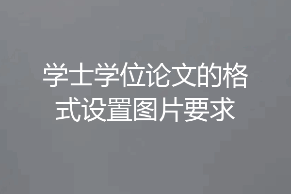 学士学位论文的格式设置图片要求