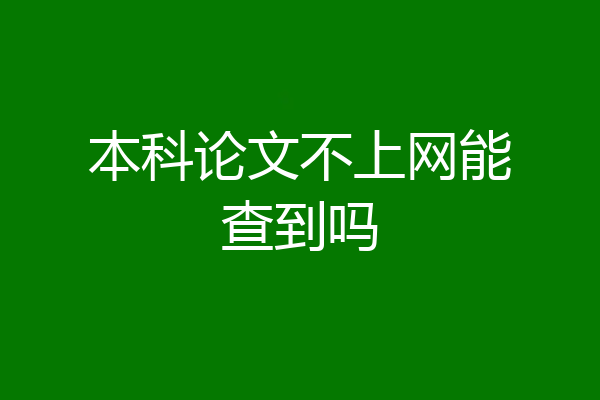 本科论文不上网能查到吗
