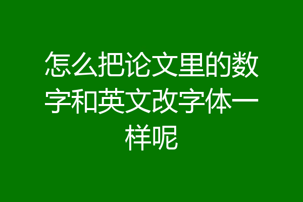 怎么把论文里的数字和英文改字体一样呢