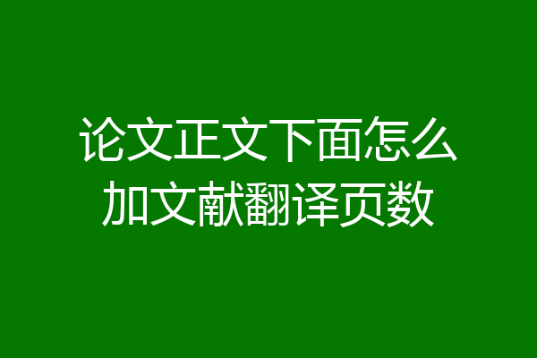 论文正文下面怎么加文献翻译页数